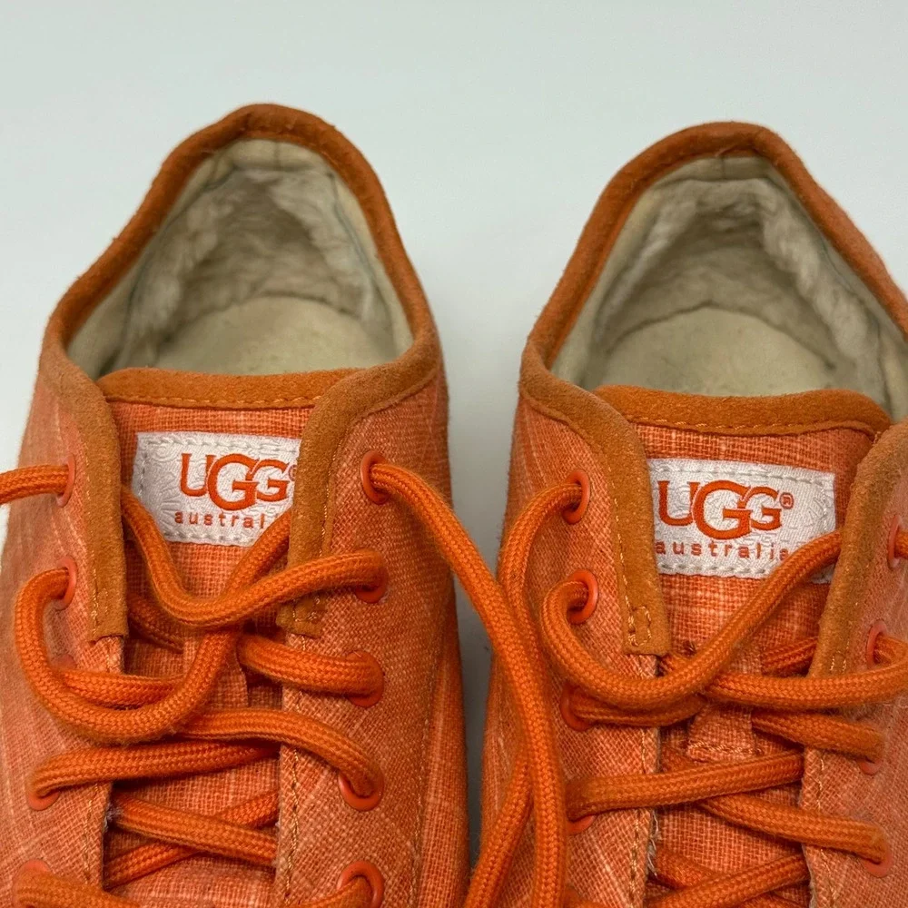 UGG Australia Chivon Orange Textile Leather Sheepskin Sneakers 1002640 Womens 7
